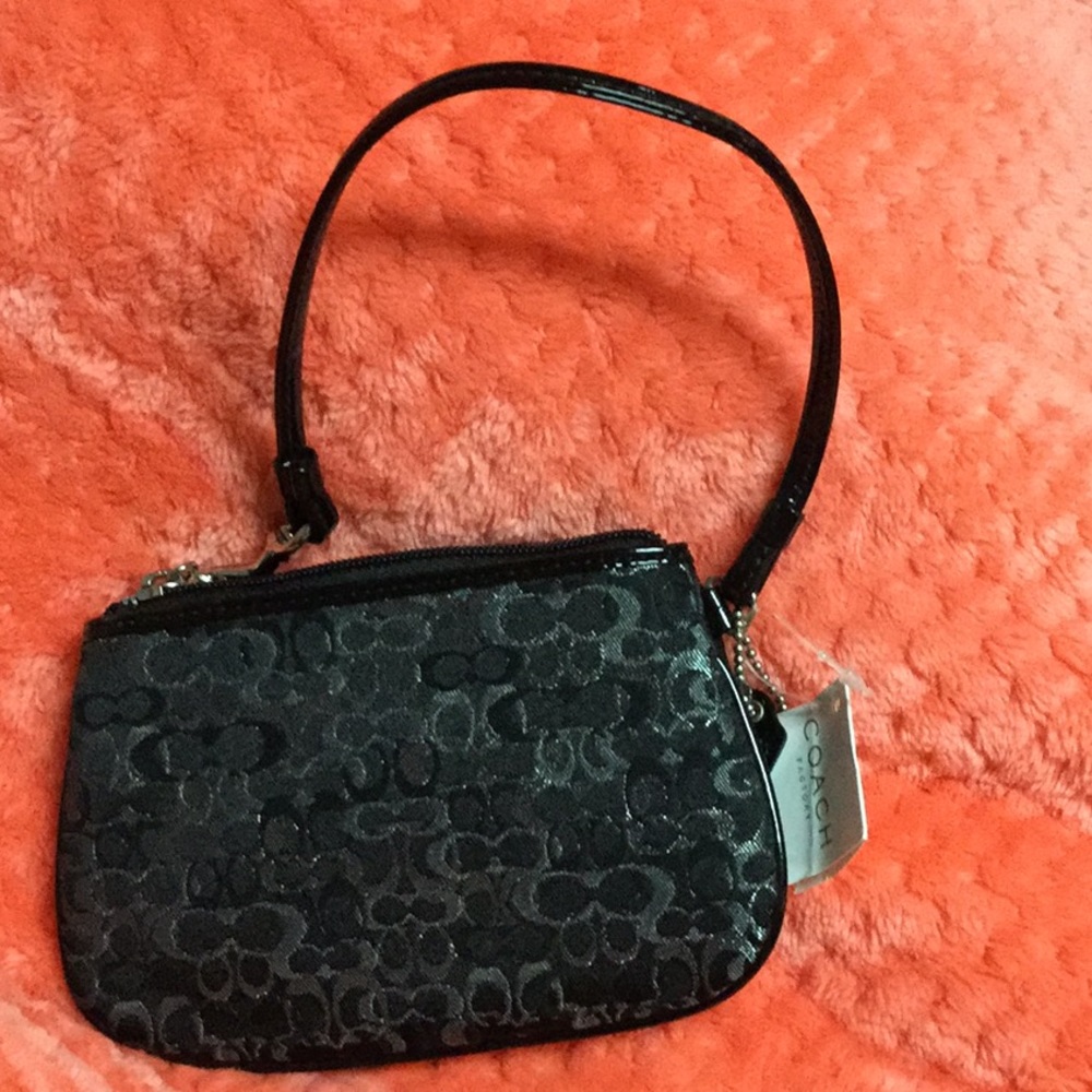Silver and black Coach signature wristlet - Picture 3 of 3